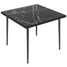 Outsunny Outdoor Dining Table for 4 with Marble Effect Tempered Glass Top Black