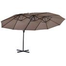 Outsunny Double Canopy Offset Parasol Umbrella Garden Shade Steel Canopy Brown