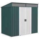 Outsunny 6.5x4FT Garden Shed w/ Foundation Lockable Metal Tool Shed Green