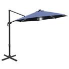 Outsunny 3(m) LED Cantilever Parasol Outdoor with Base Solar Lights Refurbished