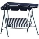 Outsunny Outdoor 3-person Porch Swing Chair with Adjustable Canopy Blue, White