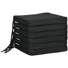 Outsunny Set of 6 Chair Cushion Seat Pads Dining Chair w/ Straps Outdoor Black