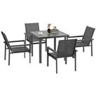 Outsunny 5 Piece Garden Dining Set, Outdoor Table and 4 Chairs, Grey