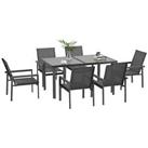 Outsunny 7 Piece Garden Dining Set, Outdoor Table and 6 Chairs, Grey