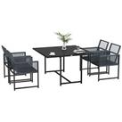Outsunny 5 Pieces Patio Dining Set with Foldable Back for Poolside, Dark Grey