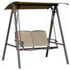 Outsunny 2 Seater Garden Swing Chair Swing Bench w/ Adjustable Canopy, Brown