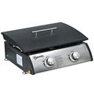 Outsunny Portable Gas Plancha BBQ Grill with 2 Stainless Steel Burner, 10kW
