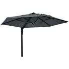Outsunny Wall-Mounted Parasol Patio Umbrella with Hand to Push System Dark Grey