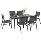 Outsunny 7 Piece Garden Dining Set with Breathable Mesh Seat, Aluminium Top
