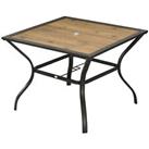 Outsunny Garden Table with Parasol Hole w/ PC Board Tabletop for 4 Persons