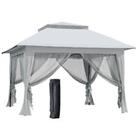Outsunny 3.6 x 3.6m Pop-up Tent Gazebo Instant Canopy Steel Oxford w/ Roller Bag