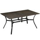Outsunny Garden Table with Parasol Hole for Patio, Deck, Brown, 150 x 96 x 73cm