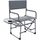 Outsunny Folding Camping Directors Chair with Side Table and Cup Holder, Grey