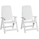 Outsunny 2 Piece Outdoor Folding Chairs w/ 4-Position Back for Dining Used