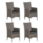Outsunny 4PC Outdoor Rattan Armchair Wicker Dining Chair Set Gardenre Used