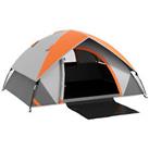Outsunny 3-4 Man Camping Tent w/ Sewn-in Groundsheet, 3000mm Waterproof, Orange