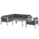 Outsunny 5 PCs Garden Sofa Set w/ Cushions, Aluminium Furniture Sets, Grey