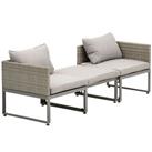 Outsunny 3-in-1 Chair Coffee Table Lounger Seater Sofa w/ Steel Frame Furniture