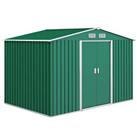 Outsunny 9 x 6FT Galvanised Garden Storage Shed with Sliding Door, Green