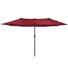 Outsunny 4.6M Garden Patio Umbrella Canopy Parasol Sun Shade w/o Base Wine Red