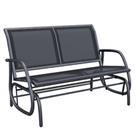 Outsunny 2-Person Patio Glider Bench Gliding Chair Loveseat w/ Armrest Black