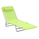 Outsunny Adjustable Sun Bed Garden Lounger Recliner Relaxing Camping Light Green