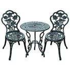 Outsunny 3 Pieces Bistro Set Furniture Garden Balcony Table 2 Chairs Green