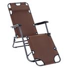Outsunny 2 in 1 Outdoor Folding Sun Lounger w/ Adjustable Back and Pillow Brown