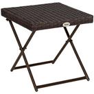 Outsunny Folding Square Rattan Coffee Table w/ Steel Frame Bistro Garden Brown