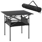 Outsunny Aluminum Camping Table Folding Table Picnic Table w/ Mesh Bag, Black