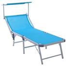 Outsunny Outdoor Lounger Fold Reclining Chair w/ Adjustable Canopy Blue