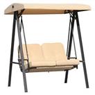Outsunny 2 Seater Garden Outdoor Swing Chair Hammock w/ Steel Frame Beige