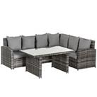 Outsunny 3 PCS Outdoor All Weather Rattan Dining Sets Furniture Garden Garden