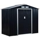 Outsunny 7 x 4ft Garden Shed Storage with Foundation Kit and Vents, Dark Grey