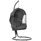 Outsunny Hanging Egg Chair Swing Hammock Chair w/ Stand Retractable Canopy Grey