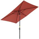 Outsunny 2 x 3(m) Garden Parasol Rectangular Market Umbrella w/ Crank Wine Red