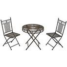 Outsunny 3PCs Garden Bistro Set with 2 Folding Chair and 1 Table, Bronze