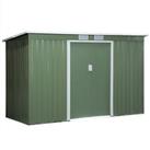 Outsunny 9 x 4FT Outdoor Metal Frame Garden Storage Shed w/ 2 Door, Green