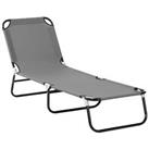 Outsunny Folding Lounge Chair Outdoor Chaise Lounge for Bench Patio Grey