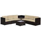 Outsunny 8Pcs Patio Rattan Sofa Set Garden Furniture Side Table w/ Cushion