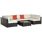 Outsunny 7PC Rattan Furniture Sectional Sofa Set Coffee Table Buckle Structure