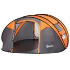 Outsunny Camping Tent Dome Pop-up Tent with Windows for 4-5 Person Orange