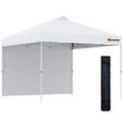 Outsunny 3x3(M) Pop Up Gazebo Canopy Tent w/ 1 Sidewall Carrying Bag White