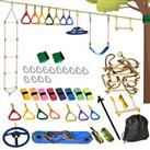 Outsunny Ninja Obstacle Course w/ Monkey Bar, Gym Ring, Climbing Rope, Ladder