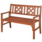Outsunny Foldable Garden Bench, 2-Seater Patio Wooden Bench w/ Backrest Brown