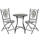Outsunny 3 Pcs Mosaic Tile Garden Bistro Set Outdoor w/ Table 2 Folding Chairs