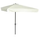Outsunny 2.3m Half Round Parasol Garden Sun Umbrella Metal w/ Crank Off-White