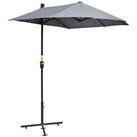 Outsunny 2m Half Garden Parasol Market Umbrella w/ Crank Handle, Base Dark Grey
