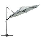 Outsunny 3(m) Cantilever Parasol Patio Sun Umbrella w/ Base Solar Lights Grey