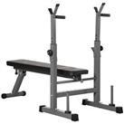HOMCOM Adjustable Weight Bench Foldable with Barbell Rack and Dip Station